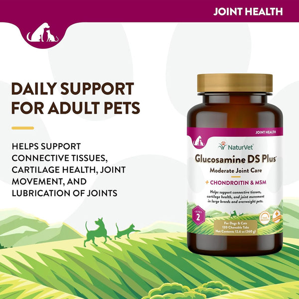 NaturVet Glucosamine DS Plus Level 2 Chewable Tablets with Chondroitin & MSM for Dogs & Cats