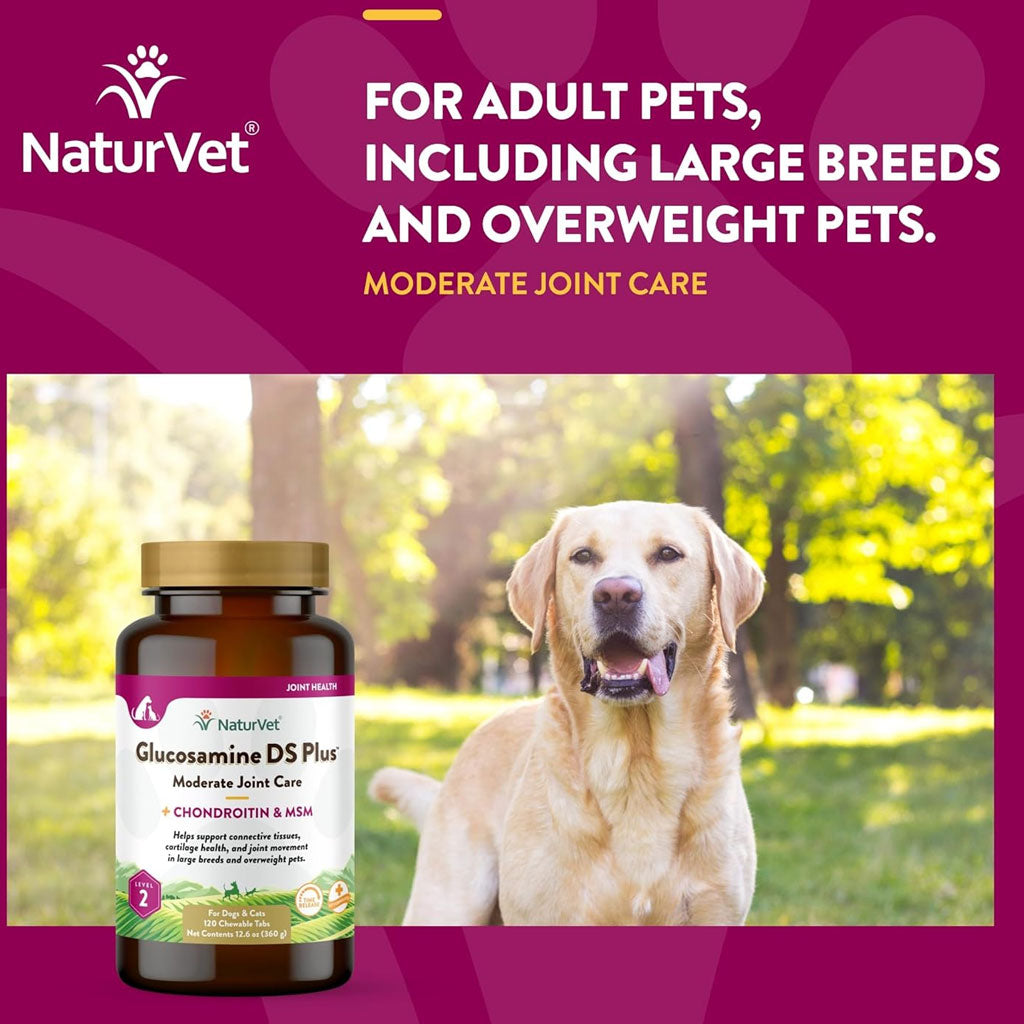 NaturVet Glucosamine DS Plus Level 2 Chewable Tablets with Chondroitin & MSM for Dogs & Cats