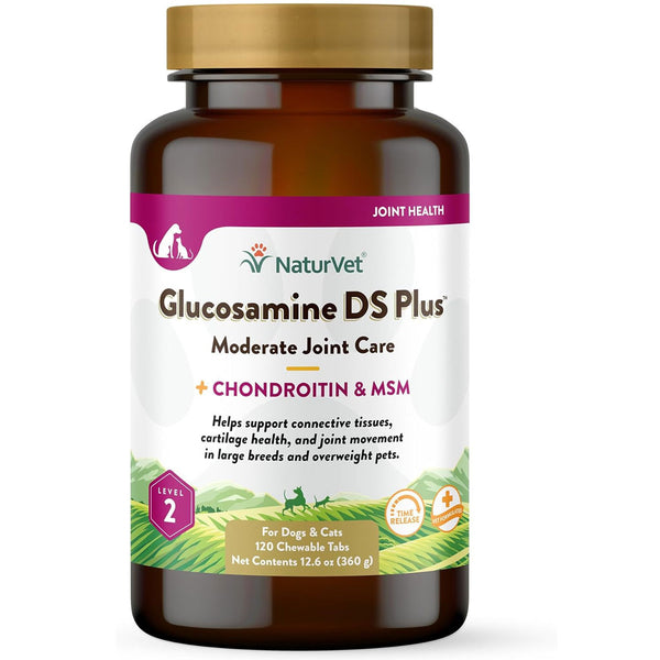 NaturVet Glucosamine DS Plus Level 2 Chewable Tablets with Chondroitin & MSM for Dogs & Cats 120 count