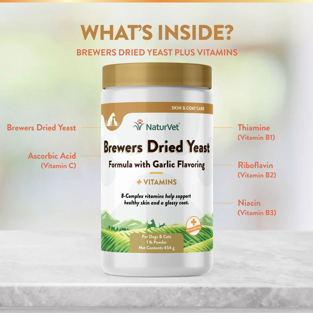 NaturVet Brewer's Dried Yeast Formula with Garlic Flavoring Plus Vitamins for Dogs & Cats