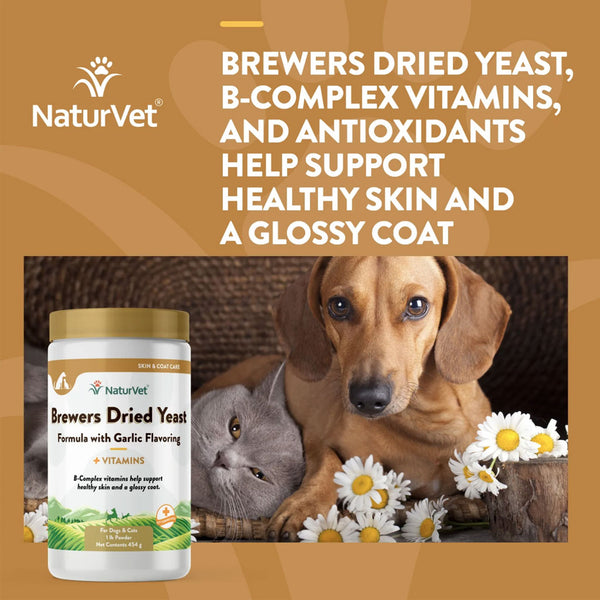 NaturVet Brewer's Dried Yeast Formula with Garlic Flavoring Plus Vitamins for Dogs & Cats