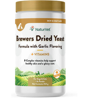 NaturVet Brewer's Dried Yeast Formula with Garlic Flavoring Plus Vitamins for Dogs & Cats, 1-lb