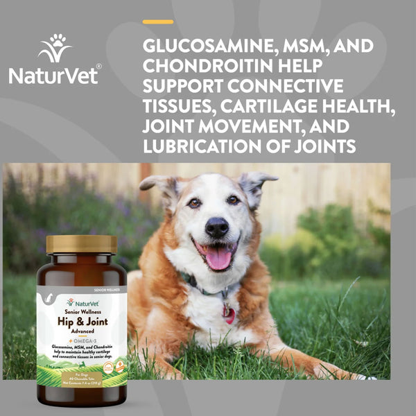 NaturVet Senior Wellness Hip & Joint Chewable Tablets Advanced Plus Omega-3 for Dogs