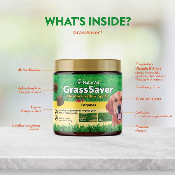 NaturVet GrassSaver Plus Enzymes Soft Chews for Dogs