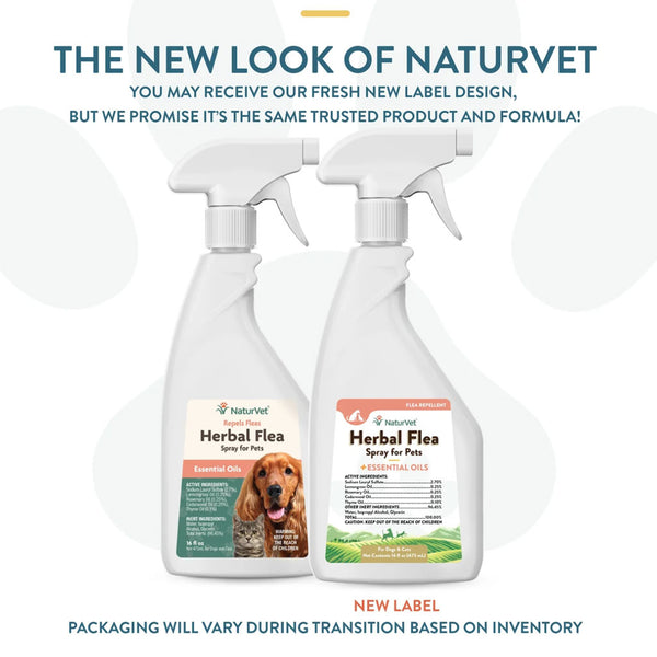 NaturVet Herbal Flea Spray for Pets with Essential Oils for Dogs & Cats