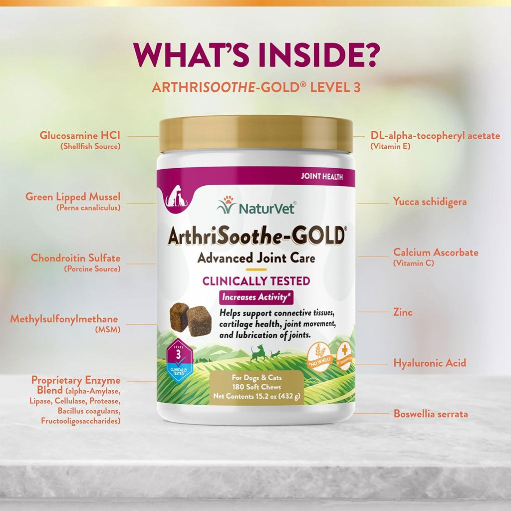 NaturVet ArthriSoothe Gold Advanced Joint Care Level 3 Soft Chew for Dogs & Cats