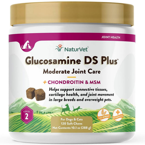 NaturVet Glucosamine DS Plus Level 2 Soft Chews with Chondroitin & MSM for Dogs & Cats 120 count