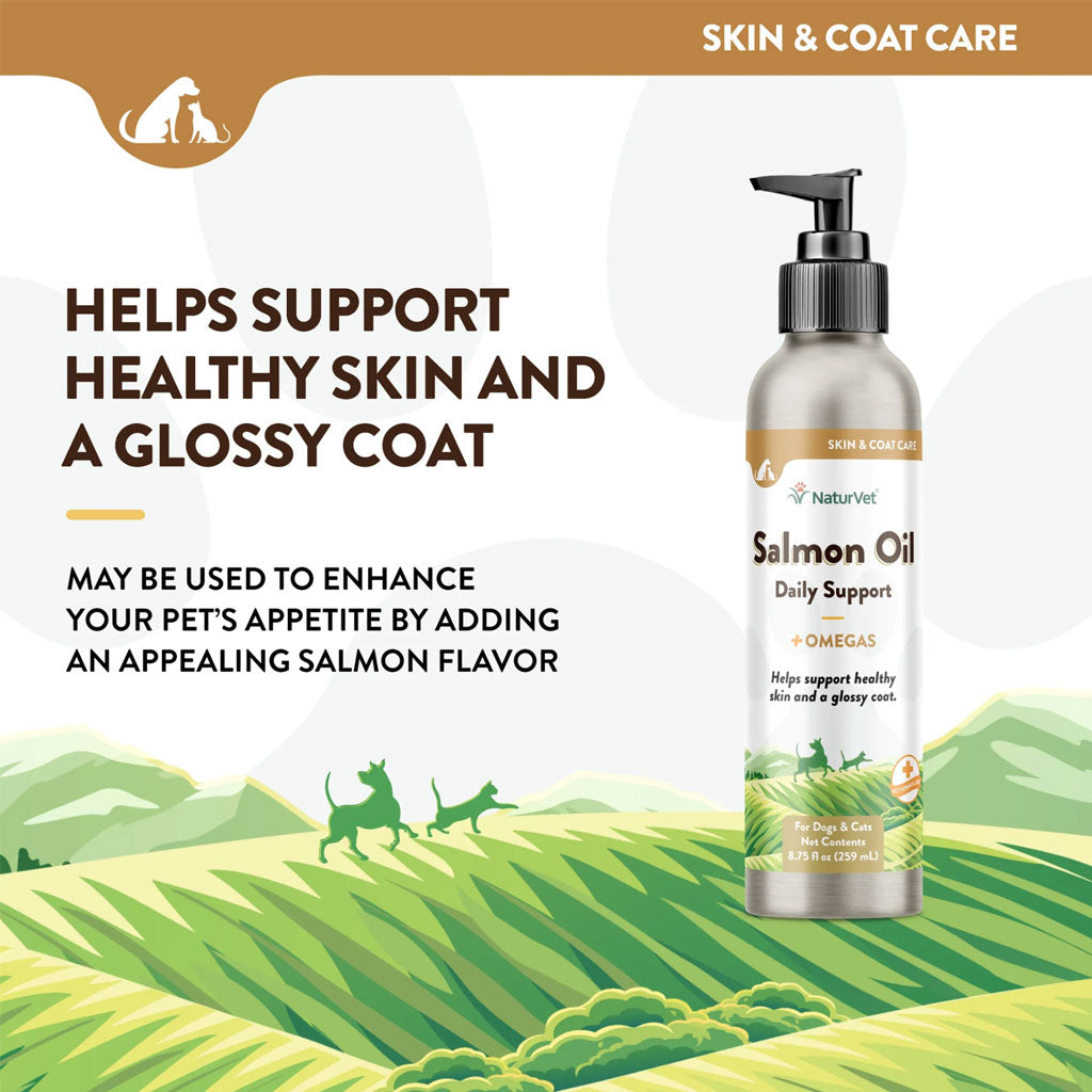 NaturVet Salmon Oil Daily Support + Omegas for Dogs & Cats