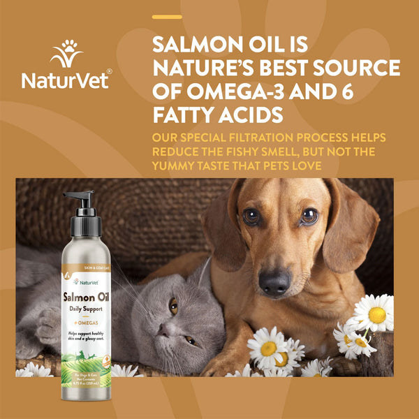 NaturVet Salmon Oil Daily Support + Omegas for Dogs & Cats