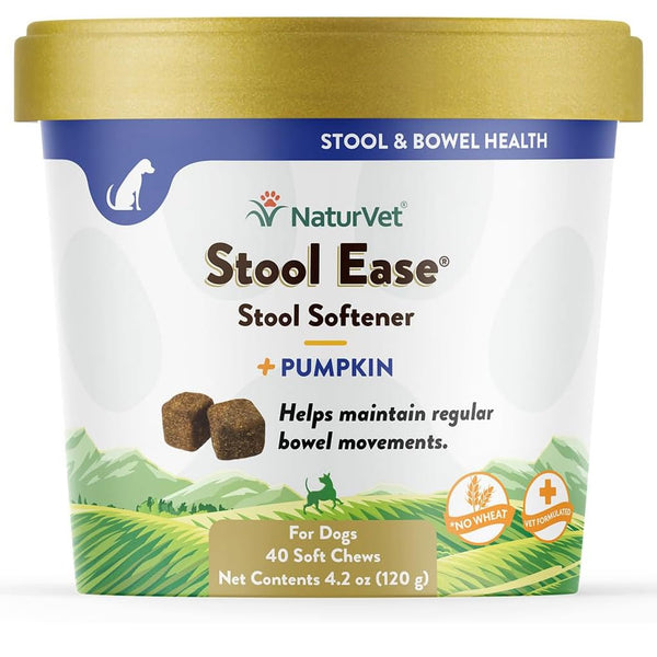 NaturVet Stool Ease Soft Chews Stool Softener with Pumpkin for Dogs, 40 count