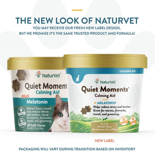 NaturVet Quiet Moments Calming Aid Plus Melatonin Soft Chews for Cats