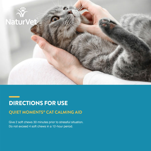 NaturVet Quiet Moments Calming Aid Plus Melatonin Soft Chews for Cats