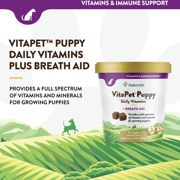 NaturVet VitaPet Puppy Daily Vitamins  Plus Breath Aid Soft Chews for Puppies