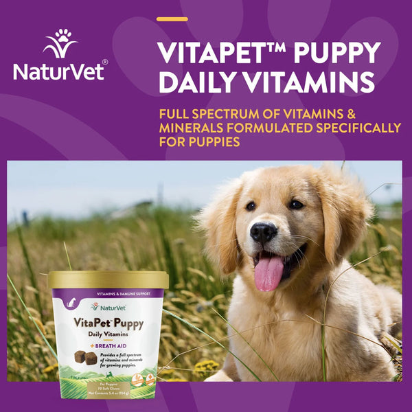 NaturVet VitaPet Puppy Daily Vitamins  Plus Breath Aid Soft Chews for Puppies