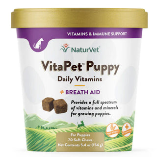 NaturVet VitaPet Puppy Daily Vitamins  Plus Breath Aid Soft Chews for Puppies, 70 count