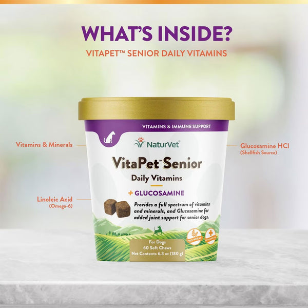 NaturVet VitaPet Senior Daily Vitamins Plus Glucosamine 