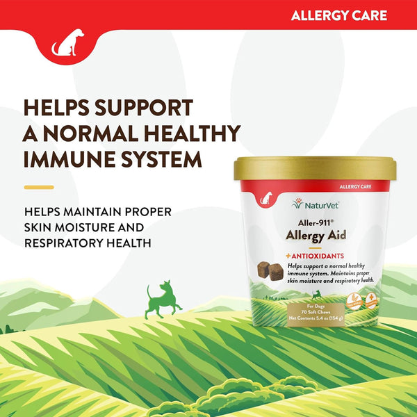 NaturVet Aller-911 Allergy Aid Soft Chews Plus Antioxidants for Dogs