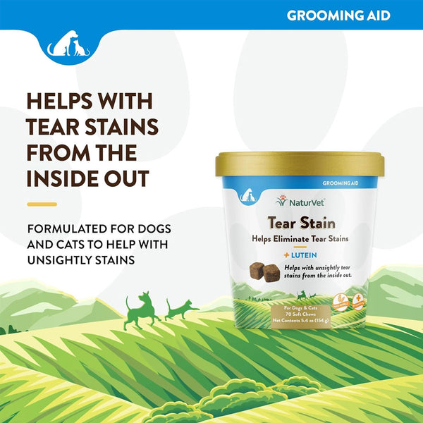 NaturVet Tear Stain Supplement Soft Chews with Lutein for Dogs & Cats