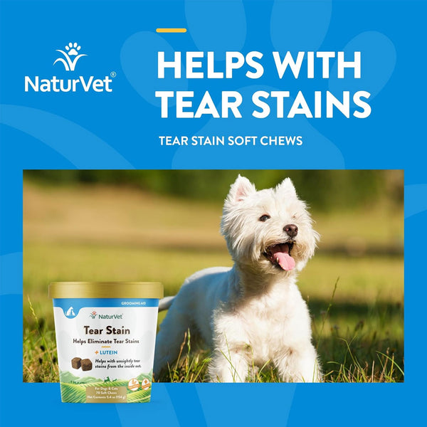 NaturVet Tear Stain Supplement Soft Chews with Lutein for Dogs & Cats