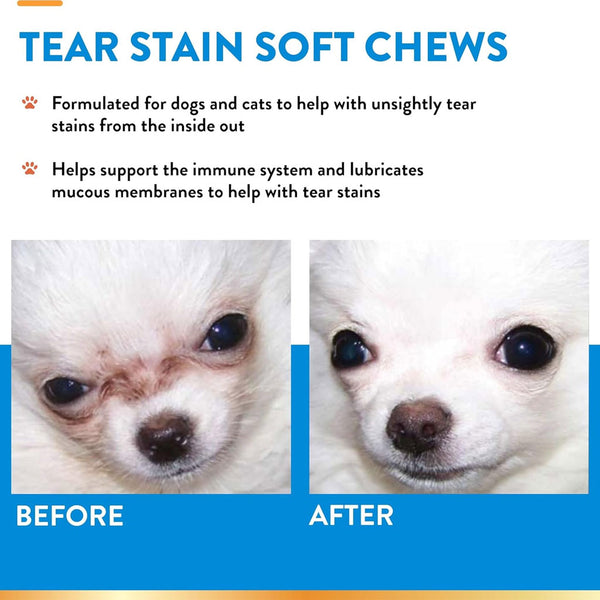 NaturVet Tear Stain Supplement Soft Chews with Lutein for Dogs & Cats