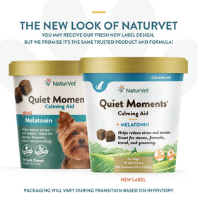 NaturVet Quiet Moments Calming Aid Plus Melatonin Soft Chews for Dogs new packaging 70 count