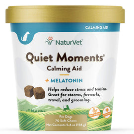 NaturVet Quiet Moments Calming Aid Plus Melatonin Soft Chews for Dogs 70 count