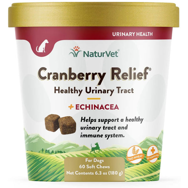 NaturVet Cranberry Relief Plus Echinacea Soft Chew Urinary Supplement for Dogs, 60 count