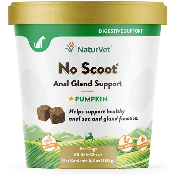 NaturVet No Scoot Soft Chews Anal Gland Support with Pumpkin for Dogs, 60 count