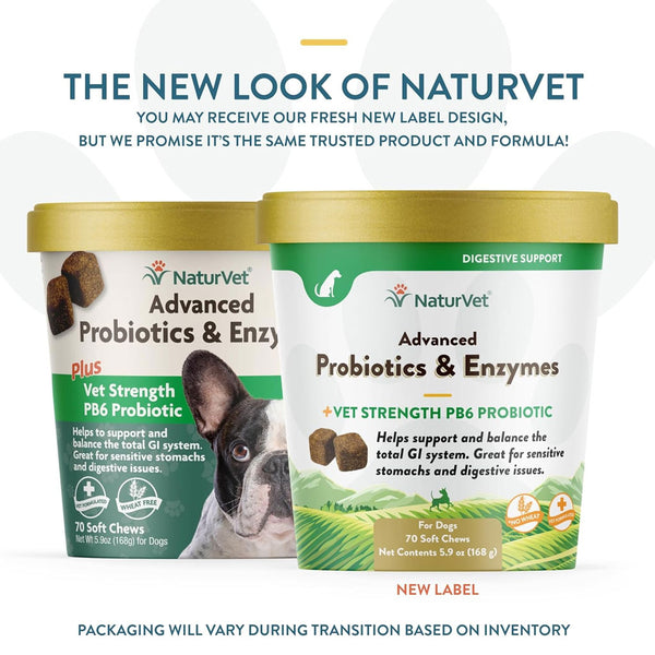 NaturVet Advanced Probiotics & Enzymes Soft Chews Plus Vet Strength PB6 Probiotic for Dogs