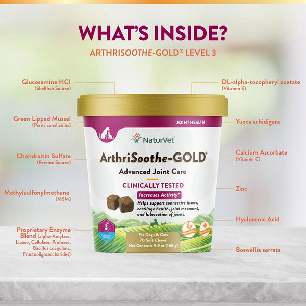 NaturVet ArthriSoothe Gold Advanced Joint Care Level 3 Soft Chew for Dogs & Cats