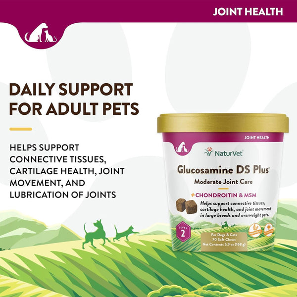 NaturVet Glucosamine DS Plus Level 2 Soft Chews with Chondroitin & MSM for Dogs & Cats