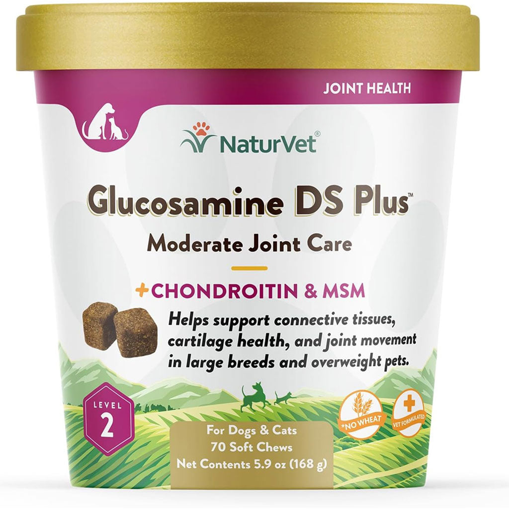 NaturVet Glucosamine DS Plus Level 2 Soft Chews with Chondroitin & MSM for Dogs & Cats 70 count