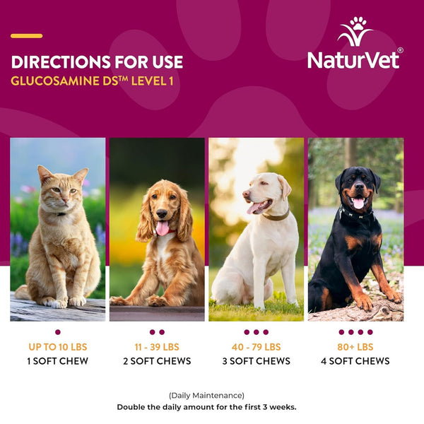 NaturVet Glucosamine DS Level 1 Soft Chews with Chondroitin for Dogs & Cats