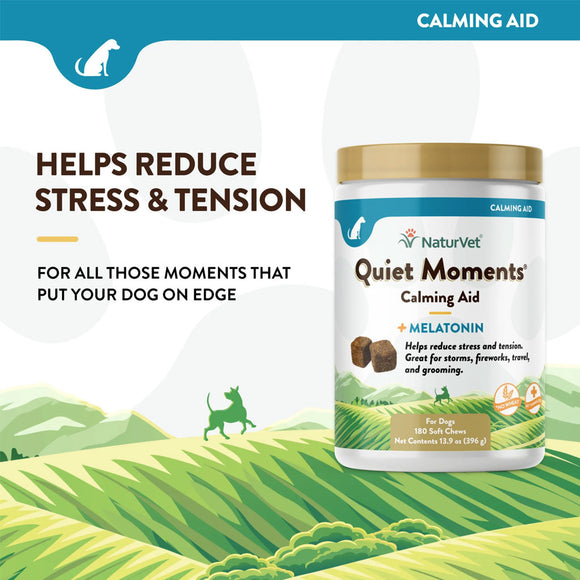 NaturVet Quiet Moments Calming Aid Plus Melatonin Soft Chews for Dogs