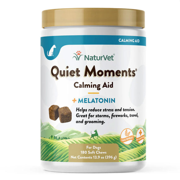 NaturVet Quiet Moments Calming Aid Plus Melatonin Soft Chews for Dogs 180 count 