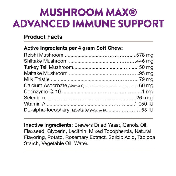 NaturVet Mushroom Max Advanced Immune Support Soft Chews