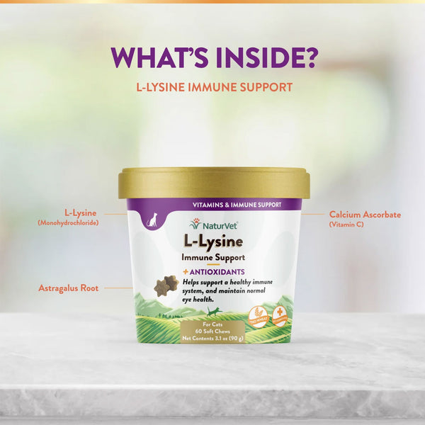 NaturVet L-Lysine Immune Support + Antioxidants Soft Chews for Cats