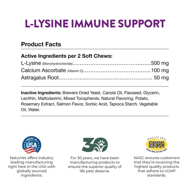 NaturVet L-Lysine Immune Support + Antioxidants Soft Chews for Cats