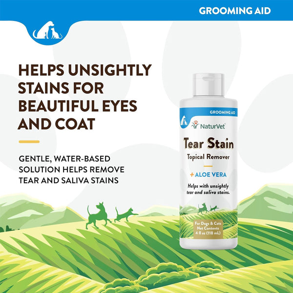 NaturVet Tear Stain Topical Remover with Aloe Vera for Dogs & Cats