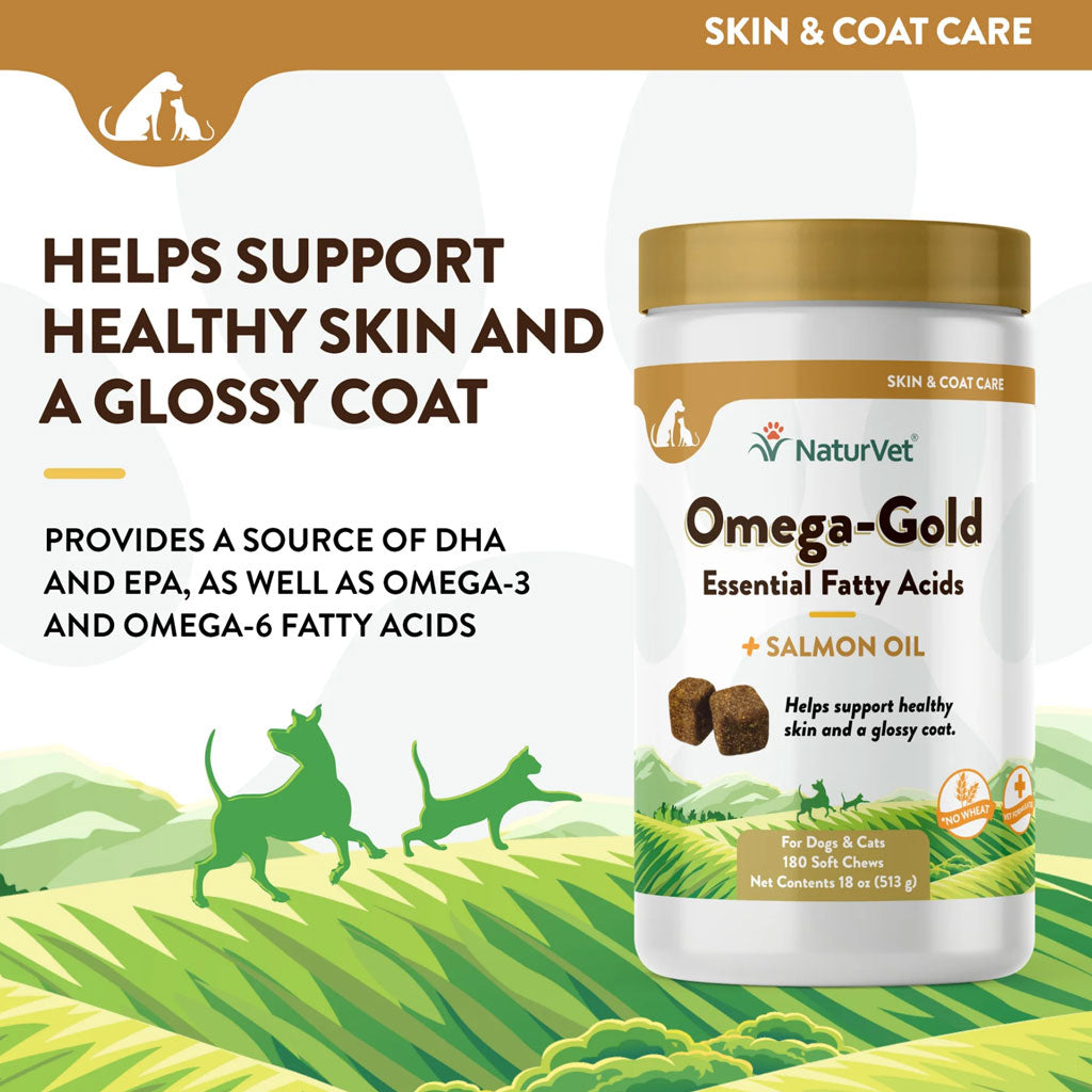 NaturVet Omega-Gold Essential Fatty Acids with Salmon Oil for Dogs & Cats