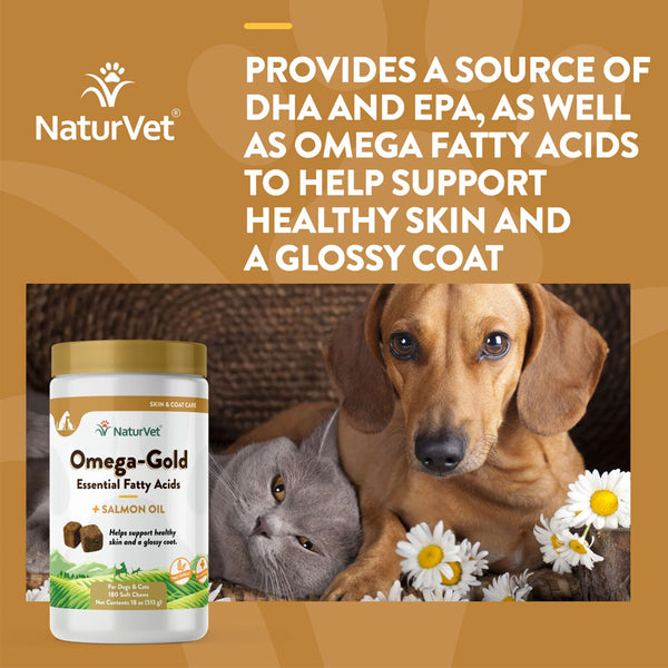 NaturVet Omega-Gold Essential Fatty Acids with Salmon Oil for Dogs & Cats