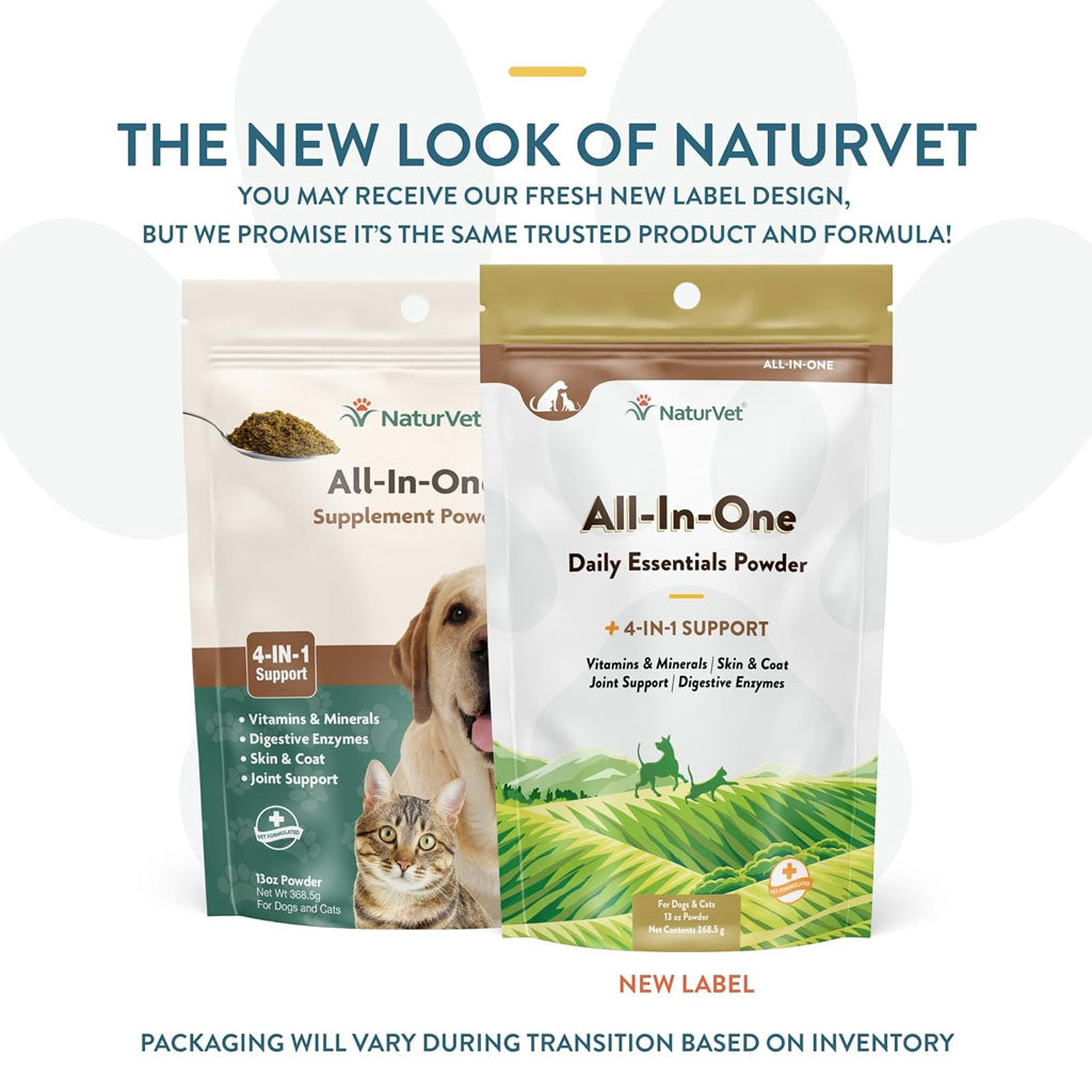 NaturVet All-In-One Daily Essentials Powder Plus 4-in-1 Support for Dogs & Cats