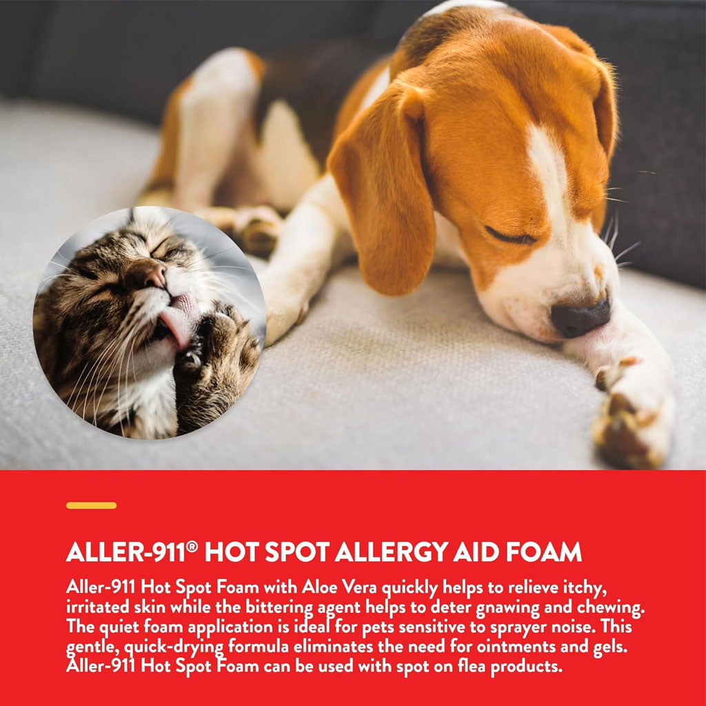 NaturVet Aller-911 Hot Spot Allergy Aid Foam with Aloe Vera for Dogs & Cats