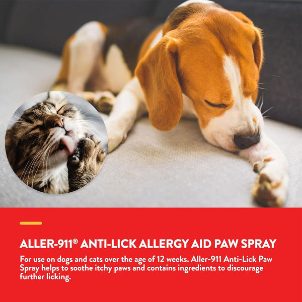 NaturVet Aller-911 Anti-Lick Allergy Aid Paw Spray with Aloe Vera for Dogs & Cats