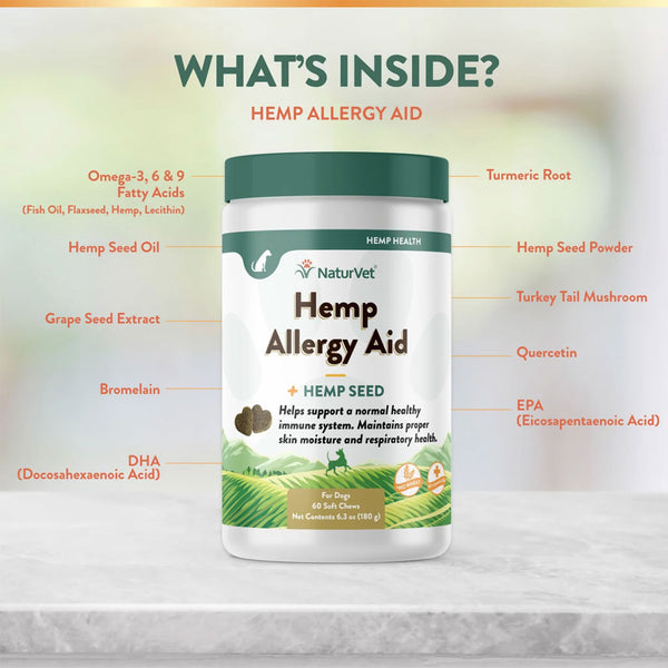 NaturVet Hemp Allergy Aid Hemp Seed featuers