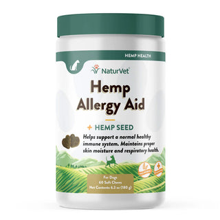 NaturVet Hemp Allergy Aid Hemp Seed Soft Chew for Dogs, 60 count