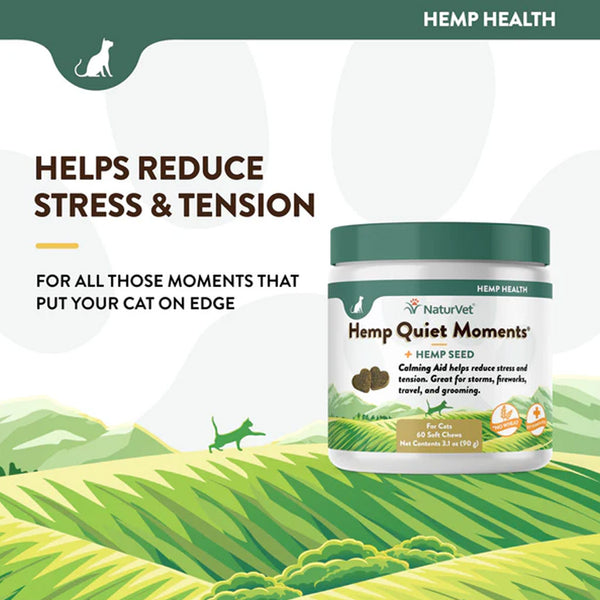 NaturVet Hemp Quiet Moments Plus Hemp Seed Soft Chews for Cats