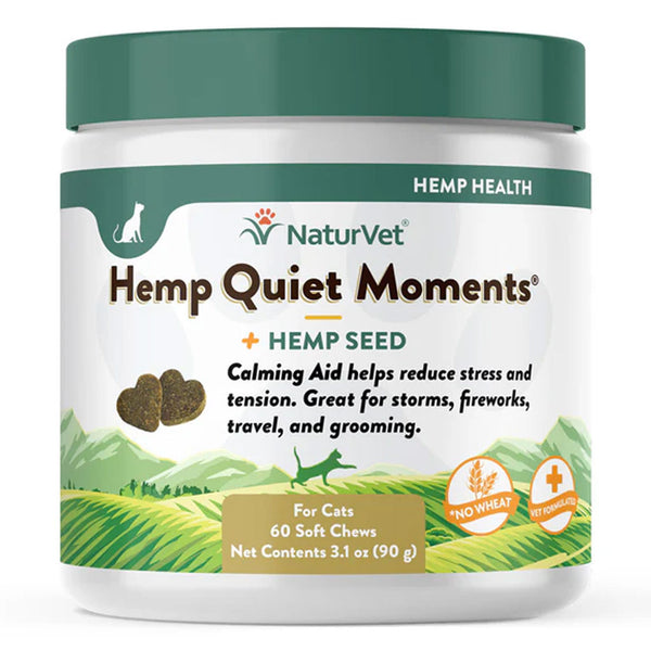 NaturVet Hemp Quiet Moments Plus Hemp Seed Soft Chews for Cats, 60 count