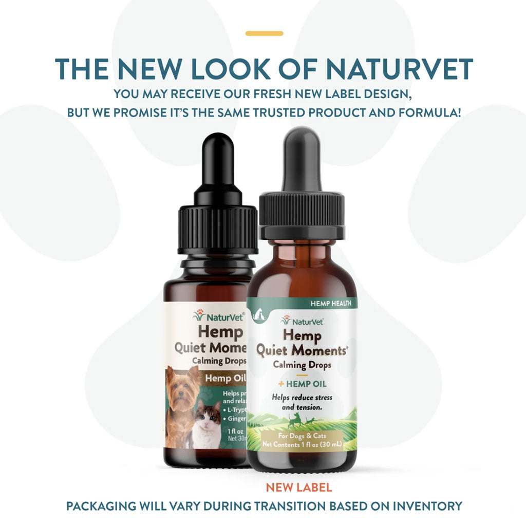 NaturVet Hemp Quiet Moments Calming Drops Hemp Oil for Dogs & Cats