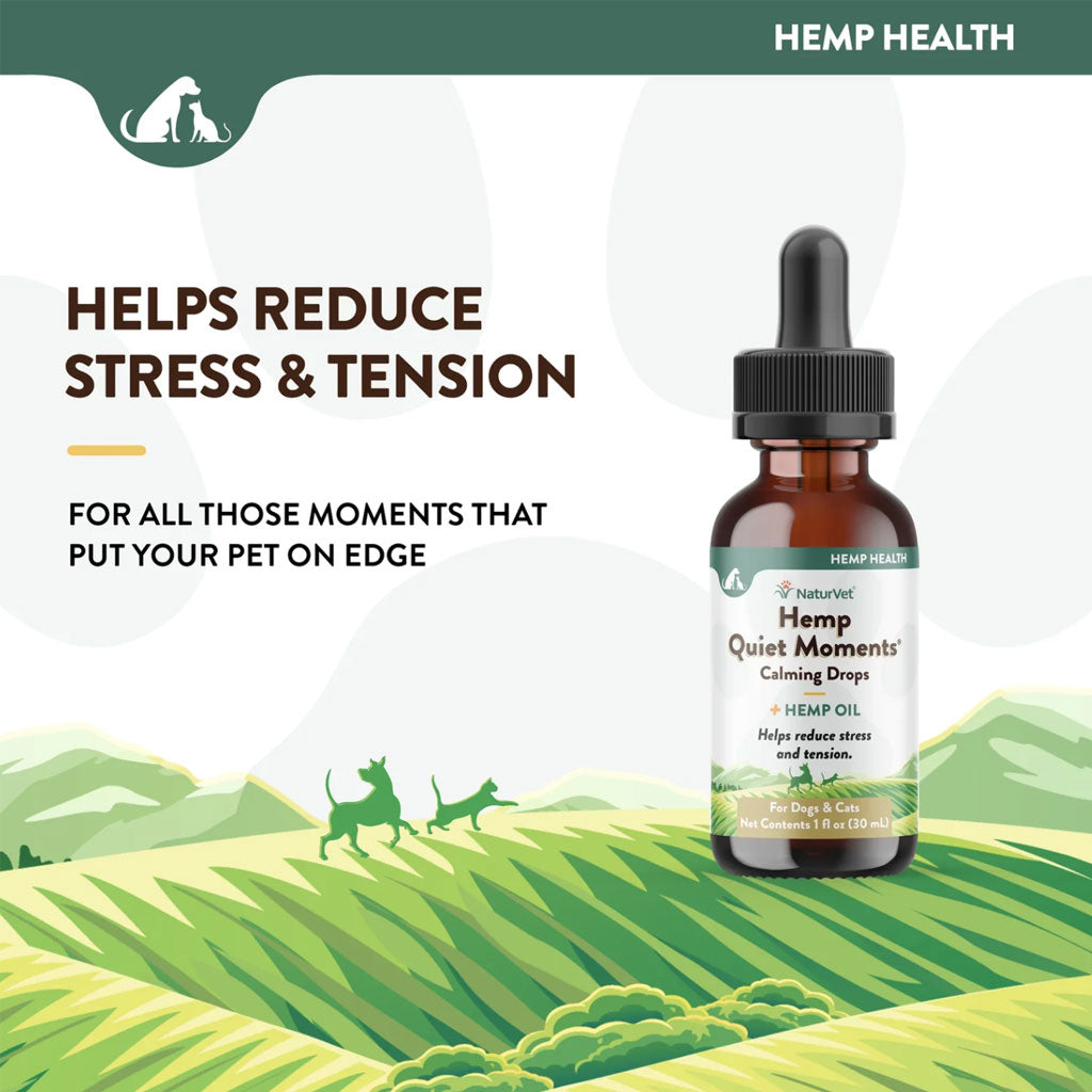 NaturVet Hemp Quiet Moments Calming Drops Hemp Oil for Dogs & Cats